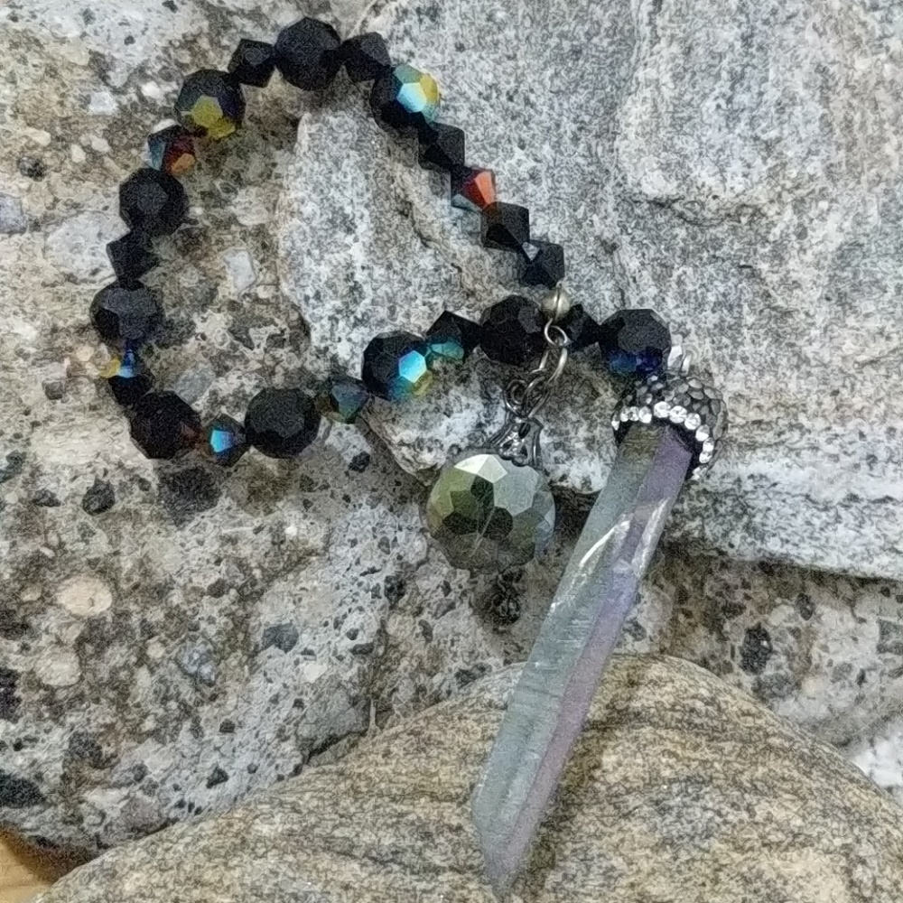 Pendulum: Black glass and Smokey Quartz